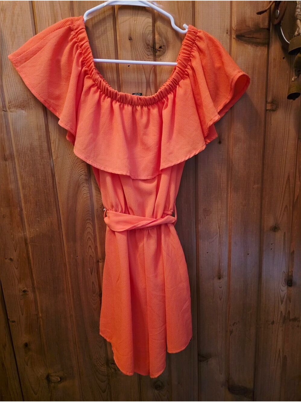 Rue21 Bright Orange Off-Shoulder Tie-Waist Romper NWT - Picture 4 of 4